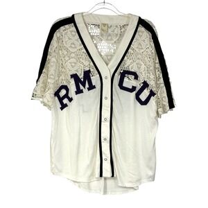 We The Free Free People Lace Baseball Jersey Top 84 Snap Front XS RCMU Sport